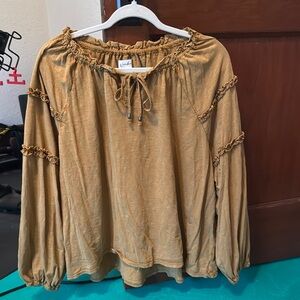 Women's Mustard Top with Ruffle Details
